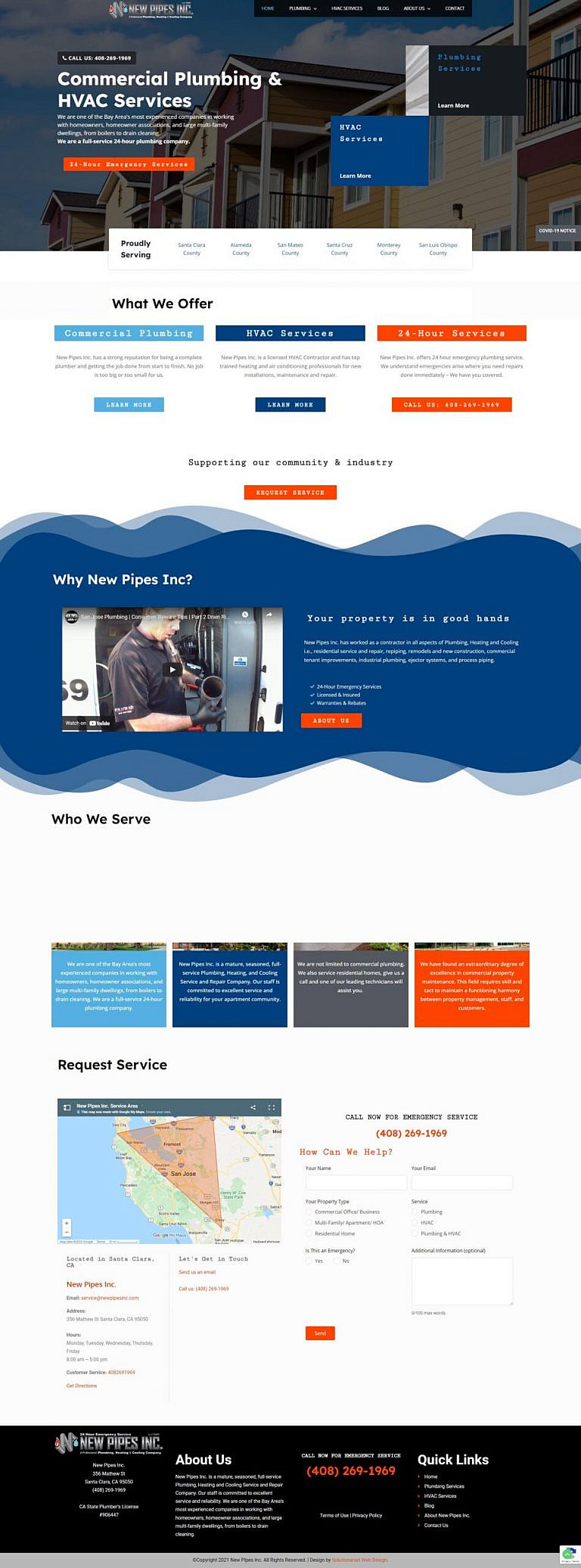 Newpipesinc.com located in Santa Clara, CA. Website designed by Solutionarian Marketing & Web Design