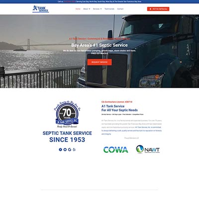 A1 Septic Tank Hayward, CA Website Design Portfolio