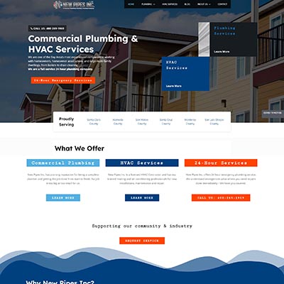 New Pipes Inc. website design by Solutionarian Marketing & Web Design