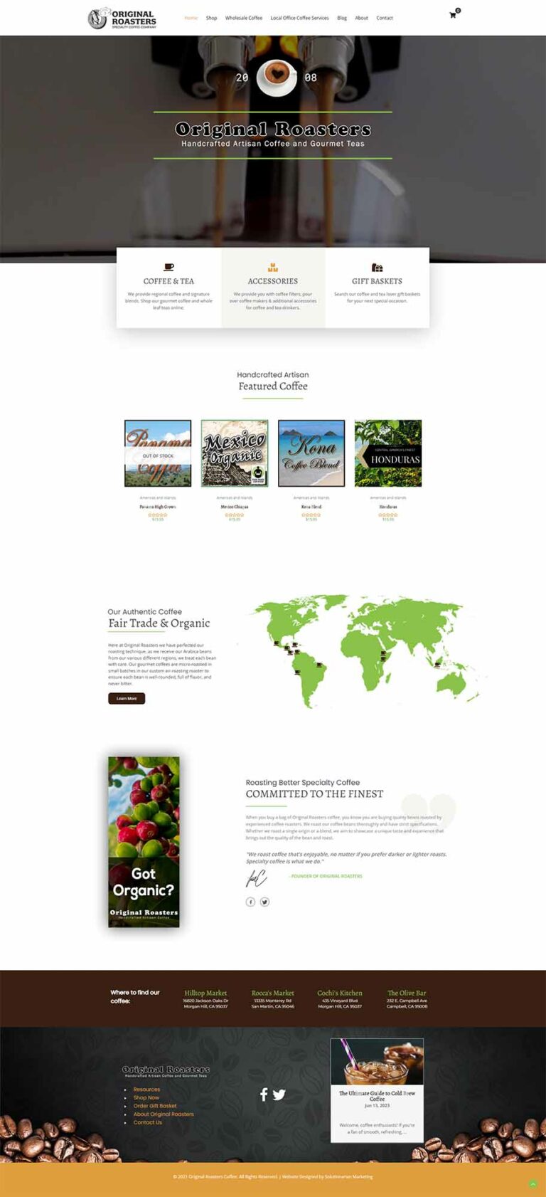 Original Roasters Coffee Website Layout Ecommerce