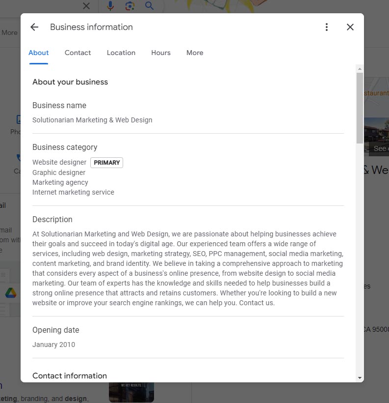 business info on google my business