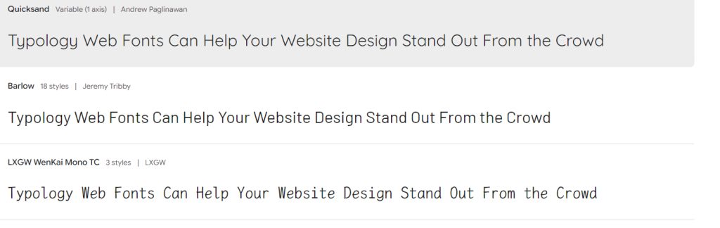 typography graphic for web design