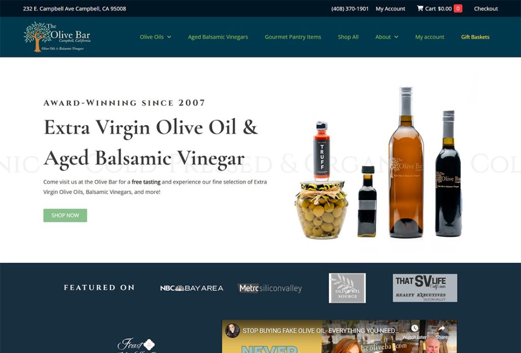 The Olive Bar's newly designed website by Solutionarian Marketing & Web Design